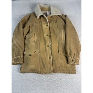 Vintage Men's Lee Storm Rider Tan Jacket Sherpa Lined Size XL Distressed Western